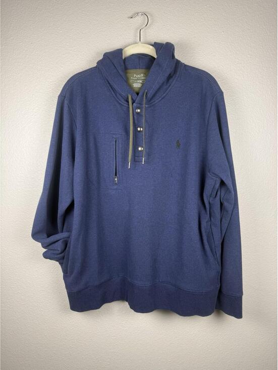 Ralph Lauren Other - Polo Ralph Lauren Hoodie Mens L Blue Snap Neck Pullover Zip Pocket Logo